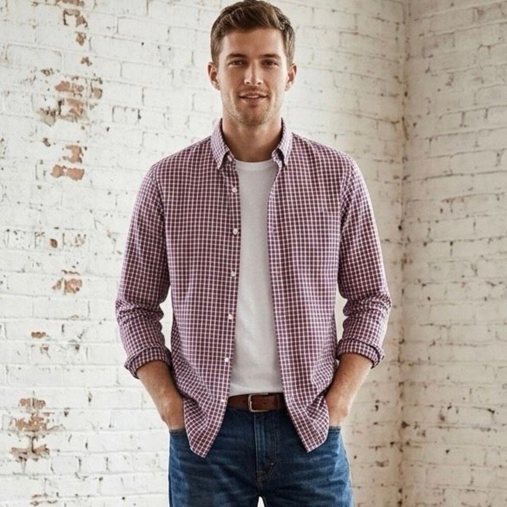 J.Crew Red Blue Gingham Button Down Shirt Men’s XL 100% Cotton